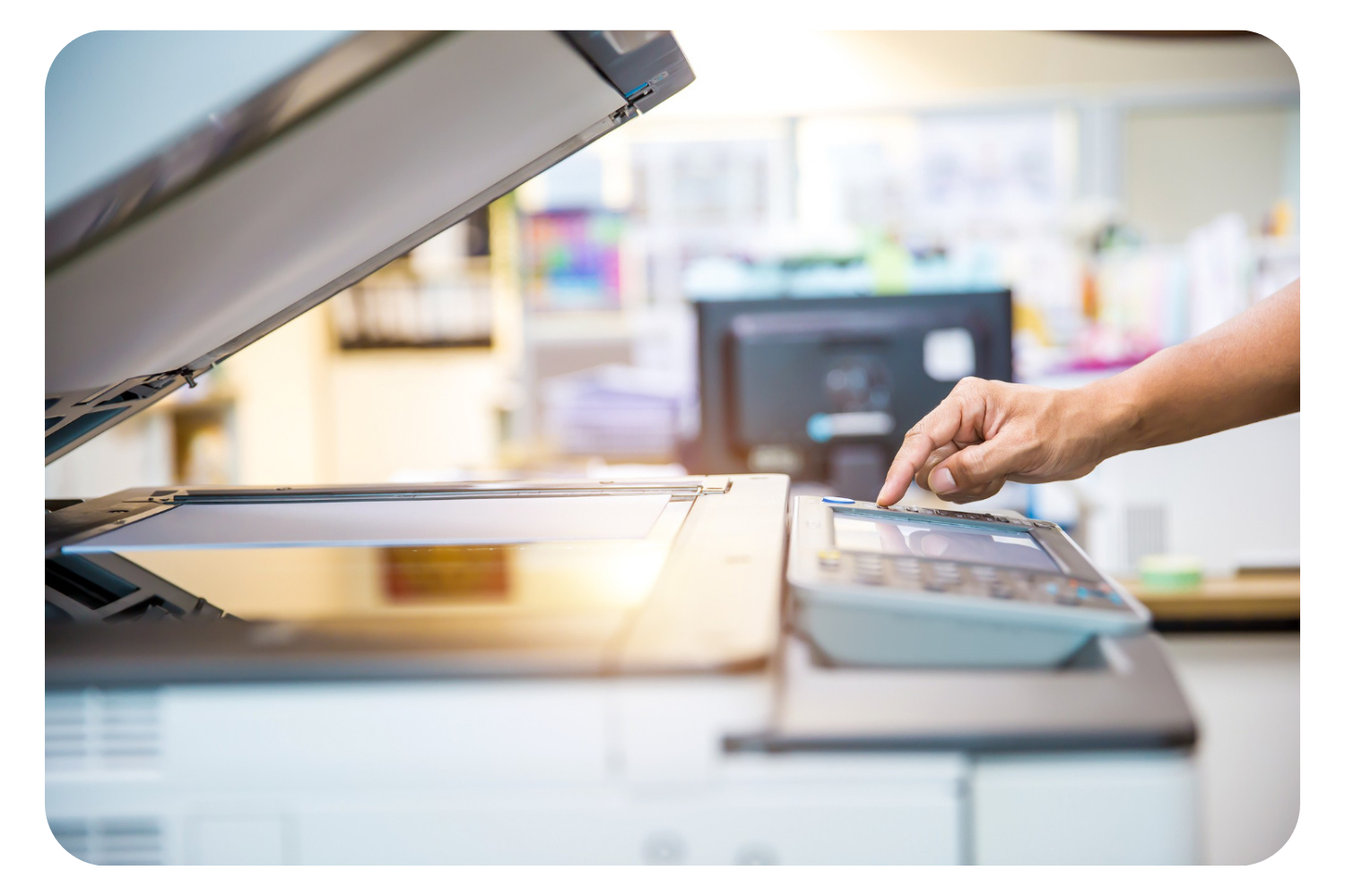 impressora pronta para copiar ou digitalizar papéis, impressoras para alugar com a world printer